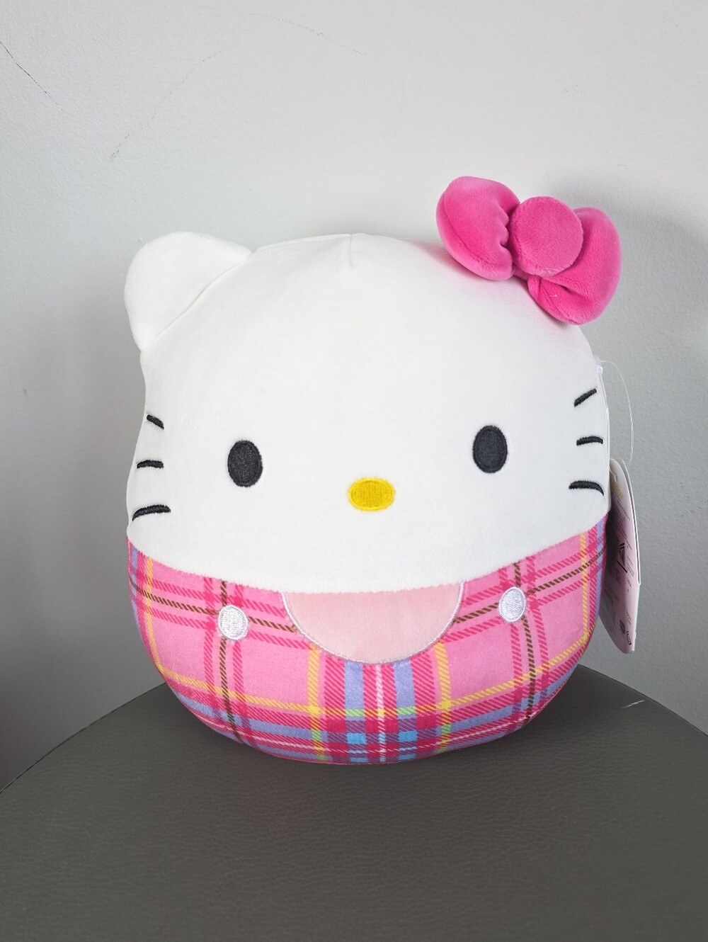 Hello Kitty Squishmallows Plush Pink Plaid Sanrio Kellytoy Stuffed Animal 8" NWT